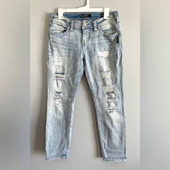 Silver Boyfriend Fit Western Glove Works Super Stretch Jeans - Picture 7 of 7